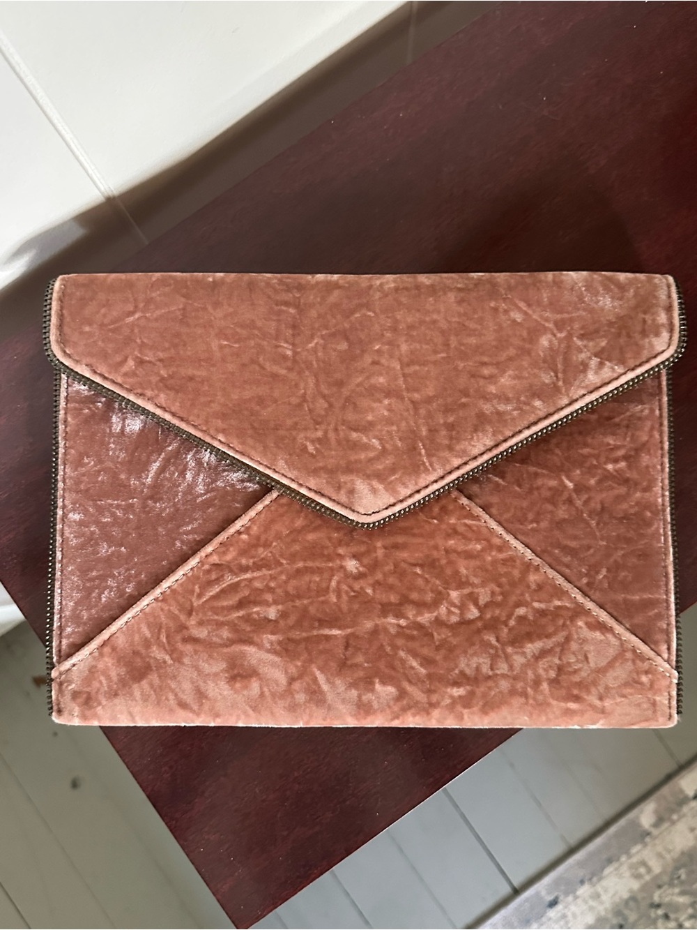 Rebecca Minkoff Pink rose Velvet Envelope Clutch